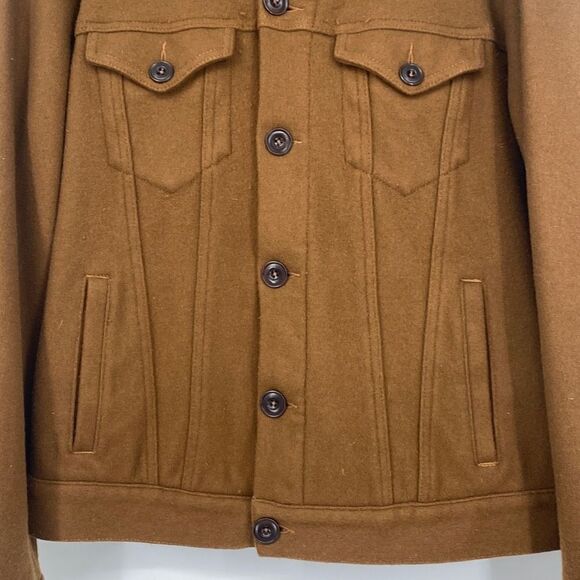 Altea Made In Italy Wool Blend Collared Bomber Chore Jacket Caramel Medium - Picture 3 of 13